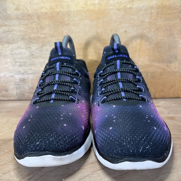 Skechers Summits Galaxy Dream Womens Size 6 Slip On Shoes Sneakers Black Purple - Picture 2 of 8